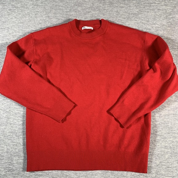 Zara Other - Zara Sweater Mens Medium Red Crewneck Pullover Knit Long Sleeve Casual Classic